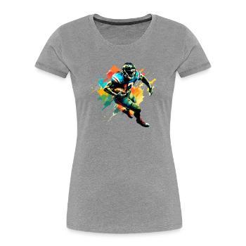 American Football Player Illustration Trending - Women's Premium Organic T-Shirt - heather grey - Front - Mia (176cm)