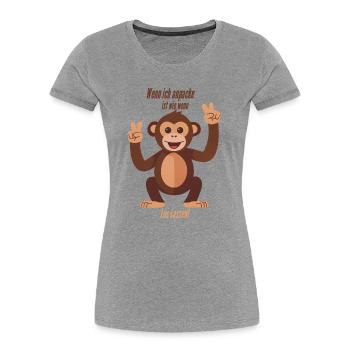 Wenn ich anpacke, ist wie wenn 2 los lassen! - Frauen Premium Bio T-Shirt - Grau meliert - Vorne - Mia (176cm)