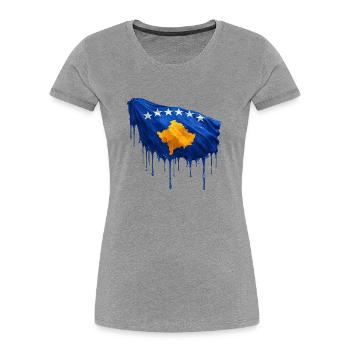 Drapeau du Kosovo couleur colorée - T-shirt bio Premium Femme - gris chiné - Devant - Mia (176cm)