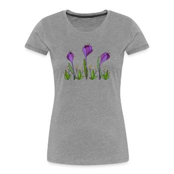 Blumen - Frauen Premium Bio T-Shirt - Grau meliert - Vorne - Mia (176cm)