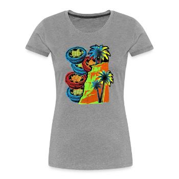 Côte du Portugal - T-shirt bio Premium Femme - gris chiné - Devant - Mia (176cm)