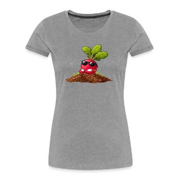 Radis cool avec lunettes de soleil et collier - T-shirt bio Premium Femme - gris chiné - Devant - Mia (176cm)