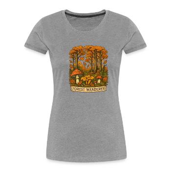 Waldwanderer Herbstpfad - Frauen Premium Bio T-Shirt - Grau meliert - Vorne - Mia (176cm)