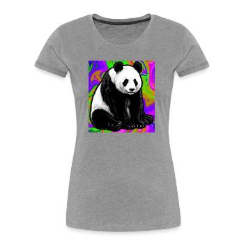 Panda - Frauen Premium Bio T-Shirt - Grau meliert - Vorne - Mia (176cm)
