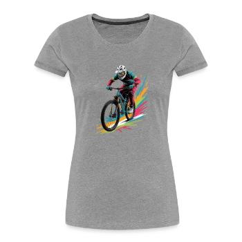 Conception de VTT Coloré pour garçons - T-shirt bio Premium Femme - gris chiné - Devant - Mia (176cm)