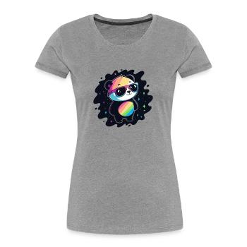 Panda Rainbow Galaxy Coole Brillen - Frauen Premium Bio T-Shirt - Grau meliert - Vorne - Mia (176cm)