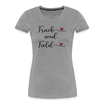 athletics - Women's Premium Organic T-Shirt - heather grey - Front - Mia (176cm)