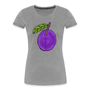 Pflaume Obst Frucht Pflaumen Hobbygärtner - Frauen Premium Bio T-Shirt - Grau meliert - Vorne - Mia (176cm)