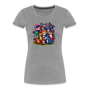 Animals Group Cartoon Colors - Women's Premium Organic T-Shirt - heather grey - Front - Mia (176cm)