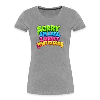 Neon Boiling Late Nachricht - Frauen Premium Bio T-Shirt - Grau meliert - Vorne - Mia (176cm)