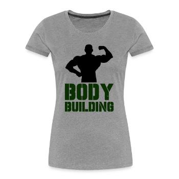 Typographie puissante du culturisme - T-shirt bio Premium Femme - gris chiné - Devant - Mia (176cm)