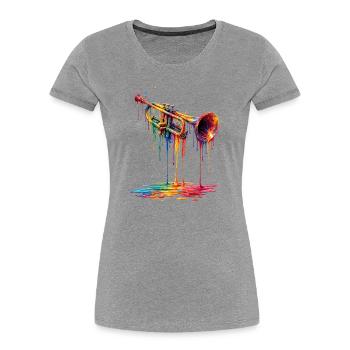 Trumpet with dripping paint - Women's Premium Organic T-Shirt - heather grey - Front - Mia (176cm)