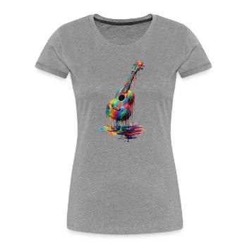Ukulele mit tropfender Farbe - Frauen Premium Bio T-Shirt - Grau meliert - Vorne - Mia (176cm)