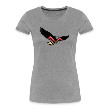 Adler Deutschland Fan Flagge - Frauen Premium Bio T-Shirt - Grau meliert - Vorne - Mia (176cm)