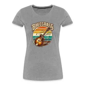 Retro Vintage Bluegrass Musik Mandoline  - Frauen Premium Bio T-Shirt - Grau meliert - Vorne - Mia (176cm)