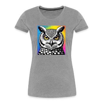 Eule - Frauen Premium Bio T-Shirt - Grau meliert - Vorne - Mia (176cm)
