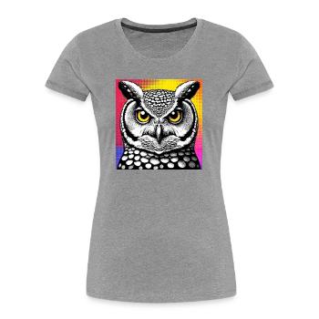 Eule - Frauen Premium Bio T-Shirt - Grau meliert - Vorne - Mia (176cm)
