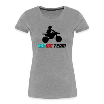 Racing Neon Typo Sprint - Frauen Premium Bio T-Shirt - Grau meliert - Vorne - Mia (176cm)
