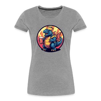 Dinosaurier stegosaurus Bier Lustig - Frauen Premium Bio T-Shirt - Grau meliert - Vorne - Mia (176cm)