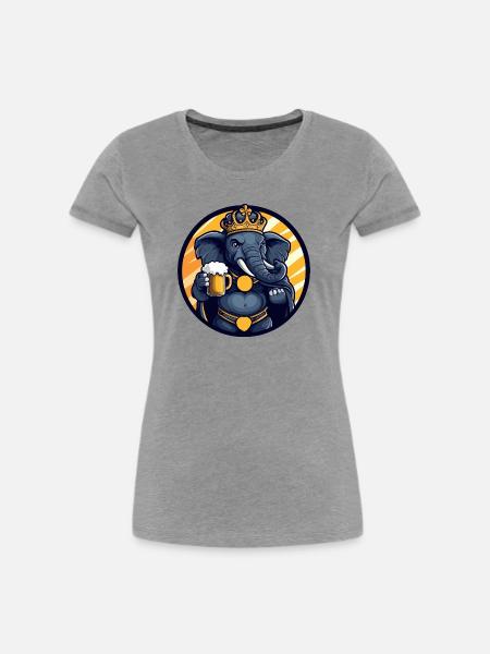 Elefant Bier Lustig - Frauen Premium Bio T-Shirt - Grau meliert