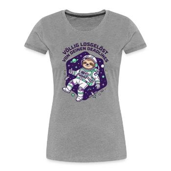 Astronaut Faultier Deadline Weltraum Design - Frauen Premium Bio T-Shirt - Grau meliert - Vorne - Mia (176cm)
