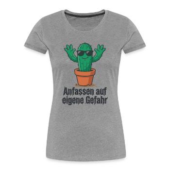Cactus Sunglasses Warning ! - Women's Premium Organic T-Shirt - heather grey - Front - Mia (176cm)