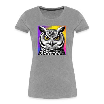 Eule - Frauen Premium Bio T-Shirt - Grau meliert - Vorne - Mia (176cm)