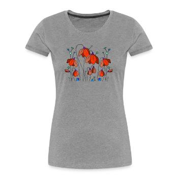 Fleur - T-shirt bio Premium Femme - gris chiné - Devant - Mia (176cm)