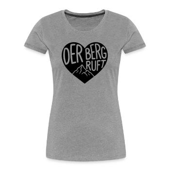 La montagne appelle, le cœur de la randonnée - T-shirt bio Premium Femme - gris chiné - Devant - Mia (176cm)