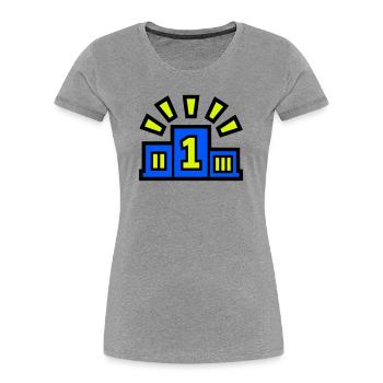 Vainqueur Podium Place 1 Champion - T-shirt bio Premium Femme - gris chiné - Devant - Mia (176cm)