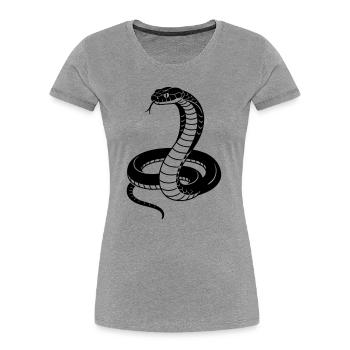 Cobra - T-shirt bio Premium Femme - gris chiné - Devant - Mia (176cm)