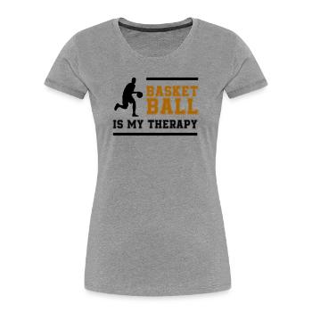Basketball Retro Schriftzug - Frauen Premium Bio T-Shirt - Grau meliert - Vorne - Mia (176cm)