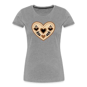 Costume traditionnel folklorique en forme de cœur pour la fête des mères - T-shirt bio Premium Femme - gris chiné - Devant - Mia (176cm)