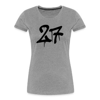 27 - Frauen Premium Bio T-Shirt - Grau meliert - Vorne - Mia (176cm)
