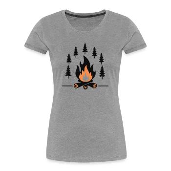 Forêt Chaleureuse du Feu de Camp - T-shirt bio Premium Femme - gris chiné - Devant - Mia (176cm)
