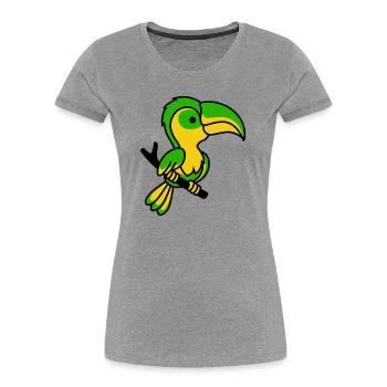 Neon Toucan in Green and Yellow - Women's Premium Organic T-Shirt - heather grey - Front - Mia (176cm)