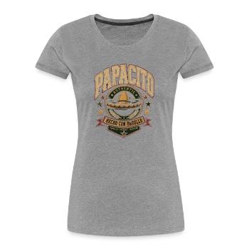 PAPACITO Mexiko Tradition Shirt - Frauen Premium Bio T-Shirt - Grau meliert - Vorne - Mia (176cm)