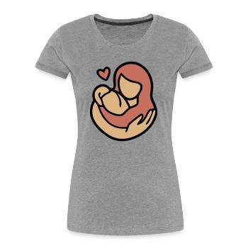 Étreinte Mère-Enfant Amour - T-shirt bio Premium Femme - gris chiné - Devant - Mia (176cm)