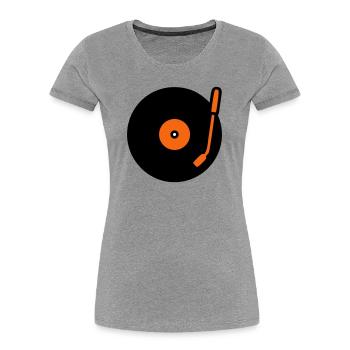 Retro Audio Vinyl Record Tonearm - Women's Premium Organic T-Shirt - heather grey - Front - Mia (176cm)
