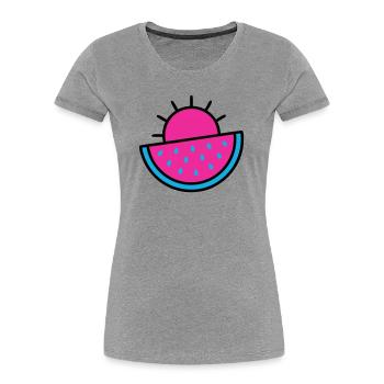 Watermelon Sun 90s Pop Art - Women's Premium Organic T-Shirt - heather grey - Front - Mia (176cm)