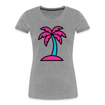 Neon Palme 90er Vaporwave - Frauen Premium Bio T-Shirt - Grau meliert - Vorne - Mia (176cm)