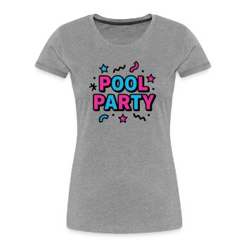 Pool Party 90er Schriftzug - Frauen Premium Bio T-Shirt - Grau meliert - Vorne - Mia (176cm)