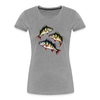 Perch Fishing - Women's Premium Organic T-Shirt - heather grey - Front - Mia (176cm)