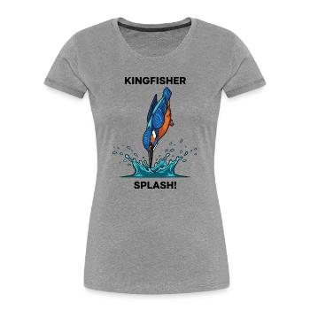 Kingfisher Splash Kingfisher River - Frauen Premium Bio T-Shirt - Grau meliert - Vorne - Mia (176cm)