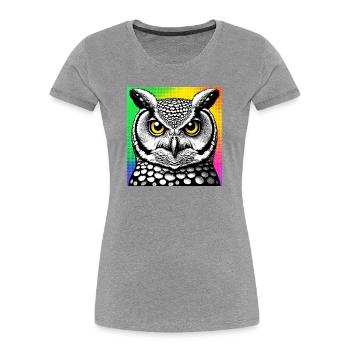 hibou - T-shirt bio Premium Femme - gris chiné - Devant - Mia (176cm)