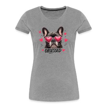 Obsessed dog with heart glasses - Women's Premium Organic T-Shirt - heather grey - Front - Mia (176cm)