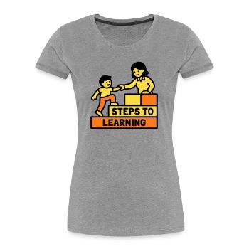 Steps to Learning Schule Logo - Frauen Premium Bio T-Shirt - Grau meliert - Vorne - Mia (176cm)