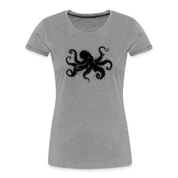 Octopus Octopus Watercolor Splatter Design - Women's Premium Organic T-Shirt - heather grey - Front - Mia (176cm)