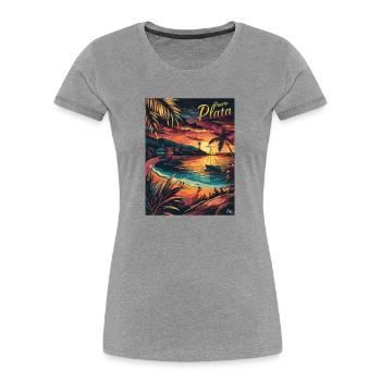  Puerto Plata Tropischer Sonnenuntergang an der - Frauen Premium Bio T-Shirt - Grau meliert - Vorne - Mia (176cm)