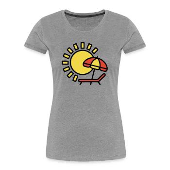 Beach lounger Sun Parasol Summer holiday - Women's Premium Organic T-Shirt - heather grey - Front - Mia (176cm)